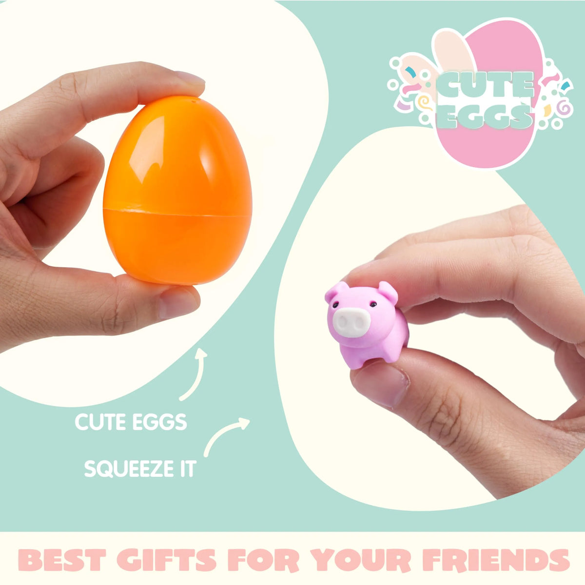 100Pcs Prefilled Easter Eggs With Assorted Toys Plus Stickers Inside for Easter Egg Hunt