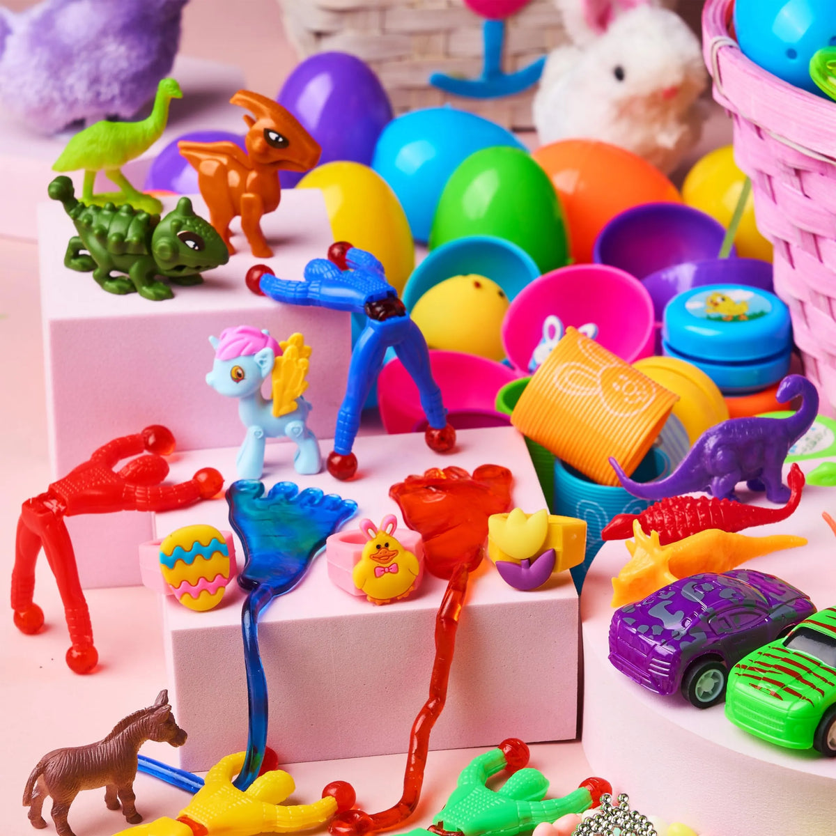 100Pcs 2.5in Toys and Stickers Prefilled Easter Eggs