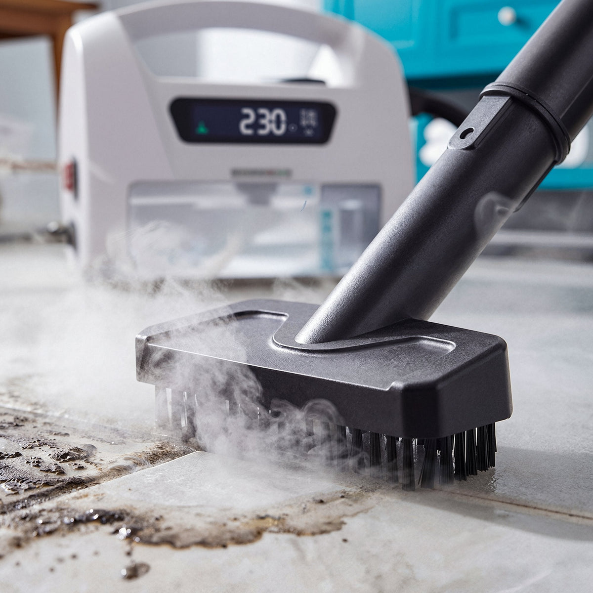 Handheld Steam Cleaner for Kitchen Grease, Range Hood & Stovetop — 230°F Dry Steam (Pearl White)