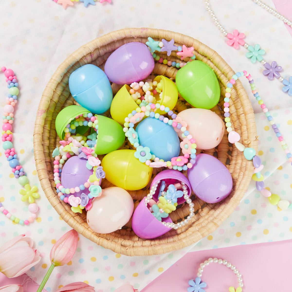 12 Pack Prefilled Easter Eggs with Jewelry Toys for Kids Party Favors & Classroom Prizes