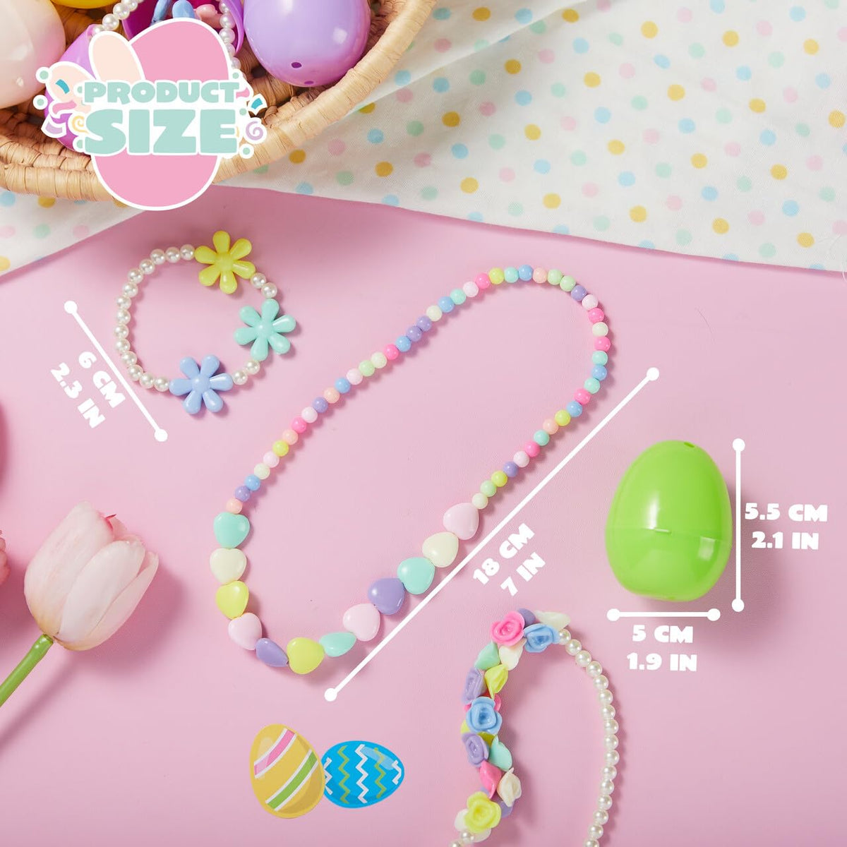 12 Pack Prefilled Easter Eggs with Jewelry Toys for Kids Party Favors & Classroom Prizes