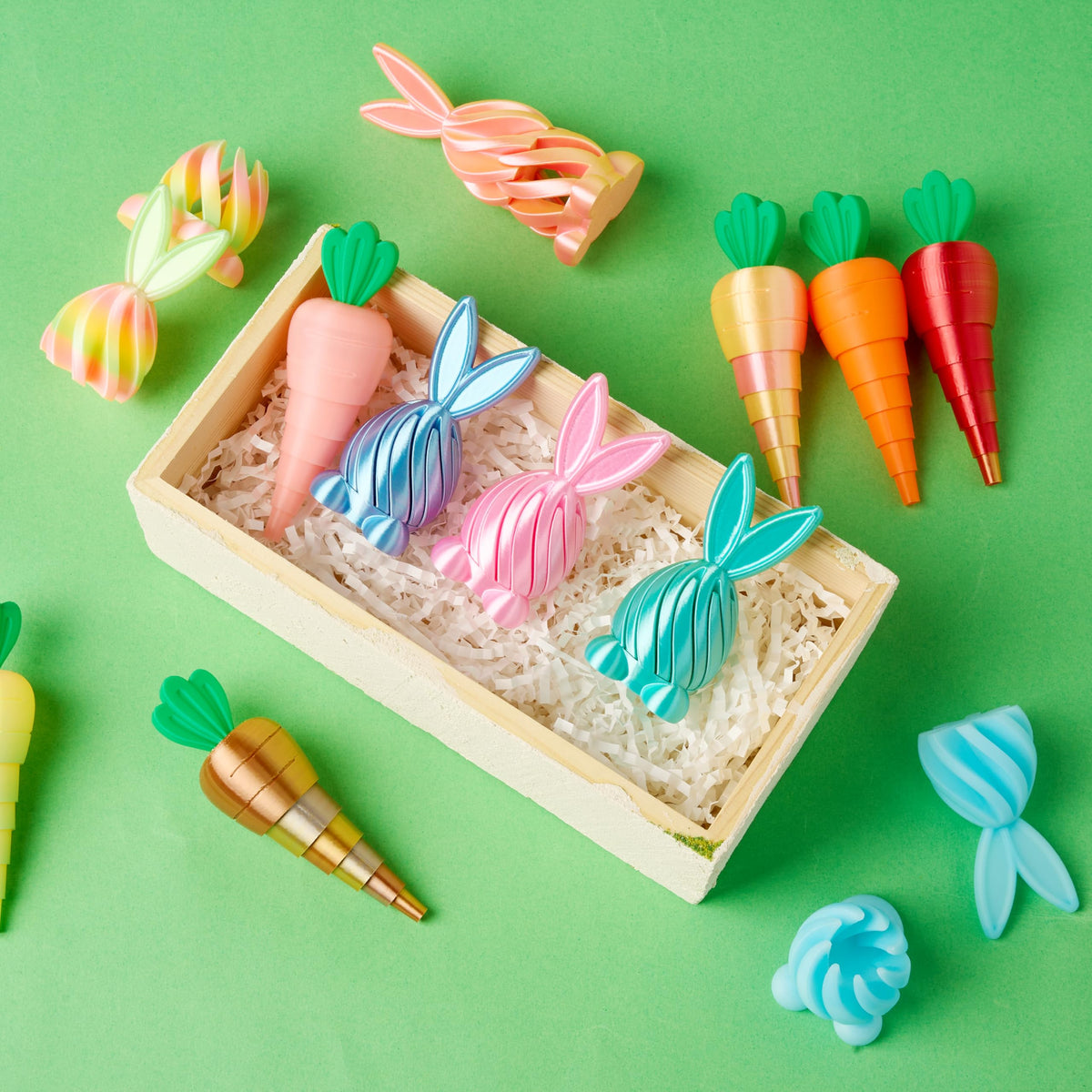 12 Pcs 3D Printed Easter Fidget Toys for Party & Classroom
