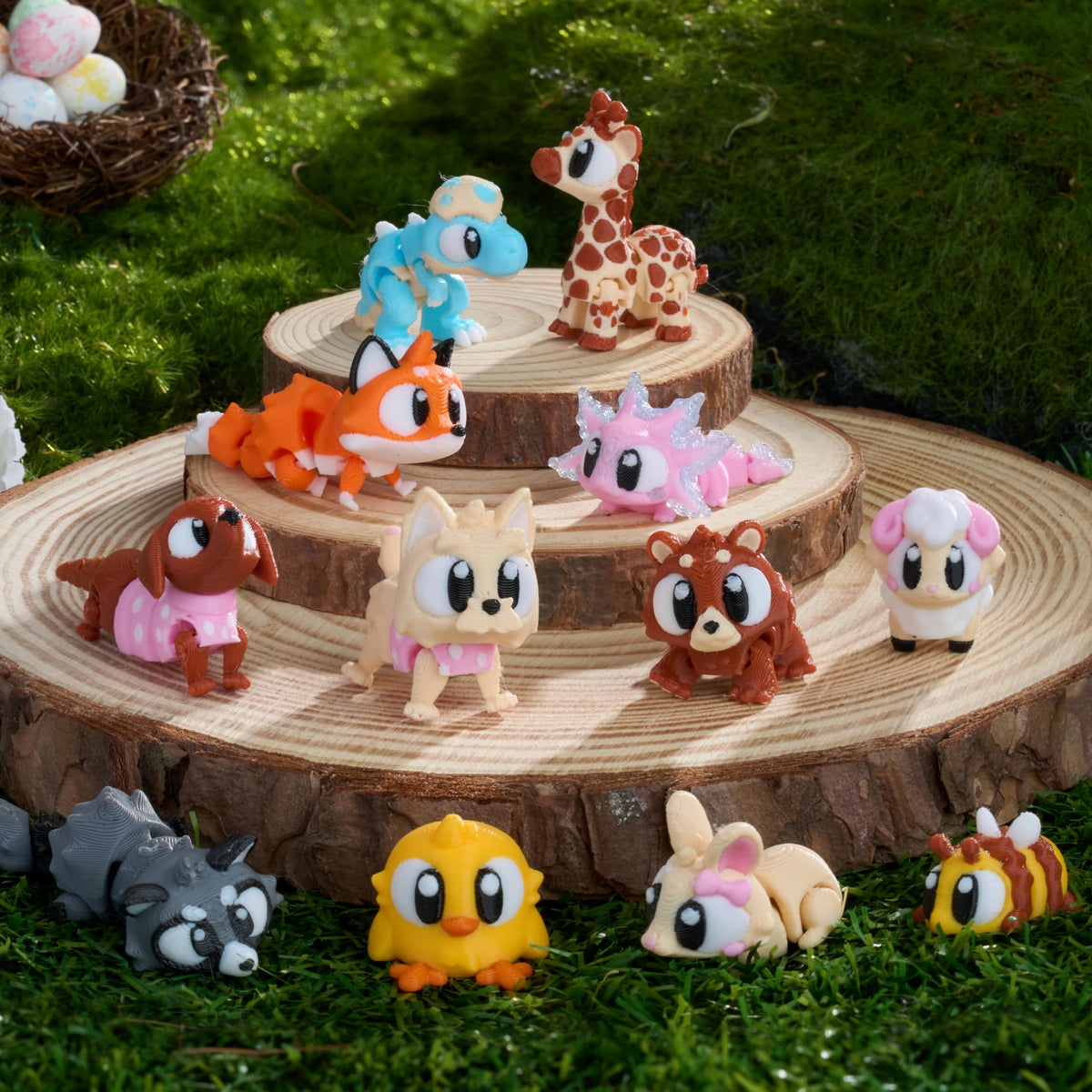 12Pcs Eggs Prefilled with 3D Printed Big Eye Animal Toys For Kids Party Favors