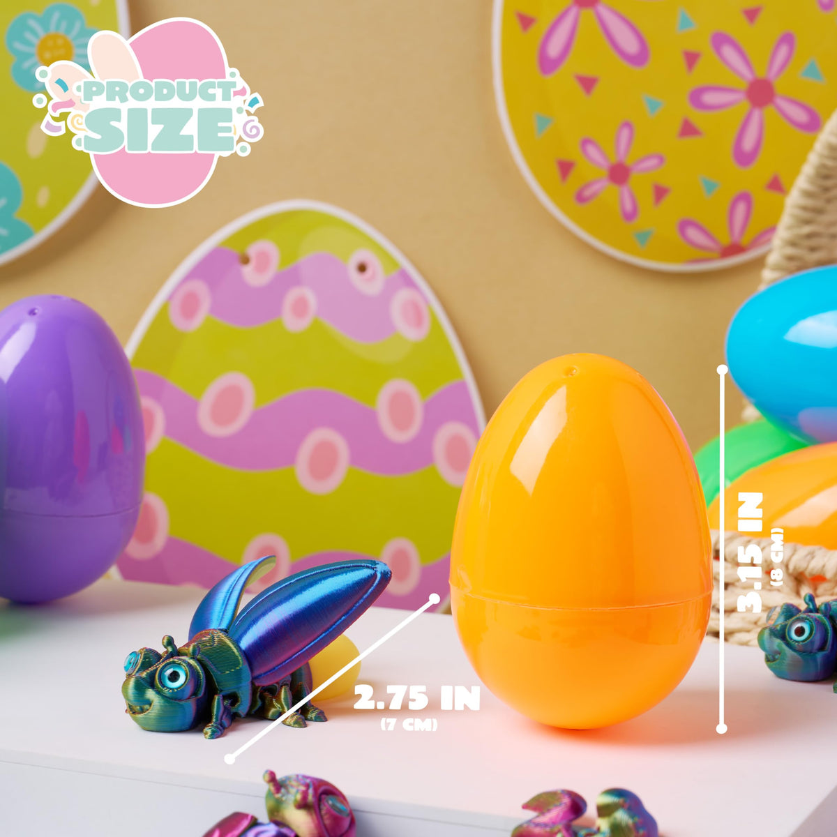 12 Pcs Prefilled Easter Eggs with 3D Printed Insects Toys