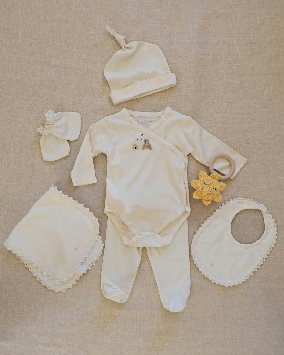 Bib/Mittens/Burp Cloth Set