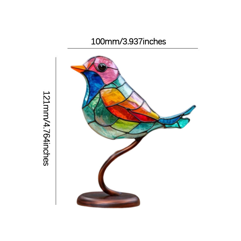 Bird Ornament on Branch, Acrylic Bird Figurine for Bedroom Decor, Colorful Desk Accessories, Living Room Decor for Shelf