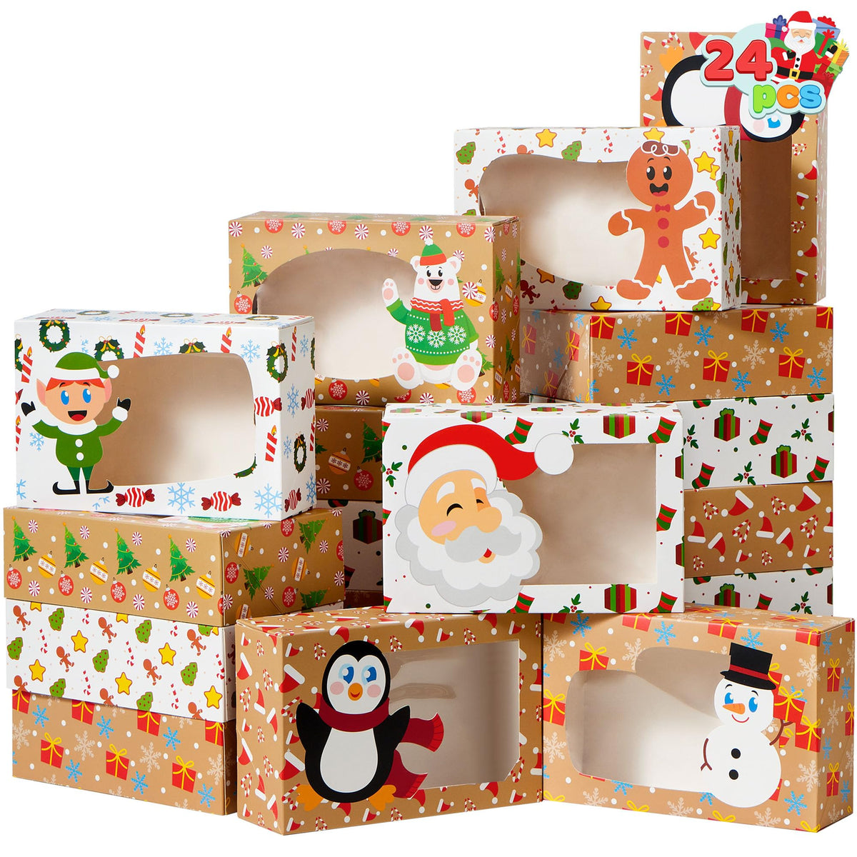 24 Pcs Christmas Cookie Boxes with Window