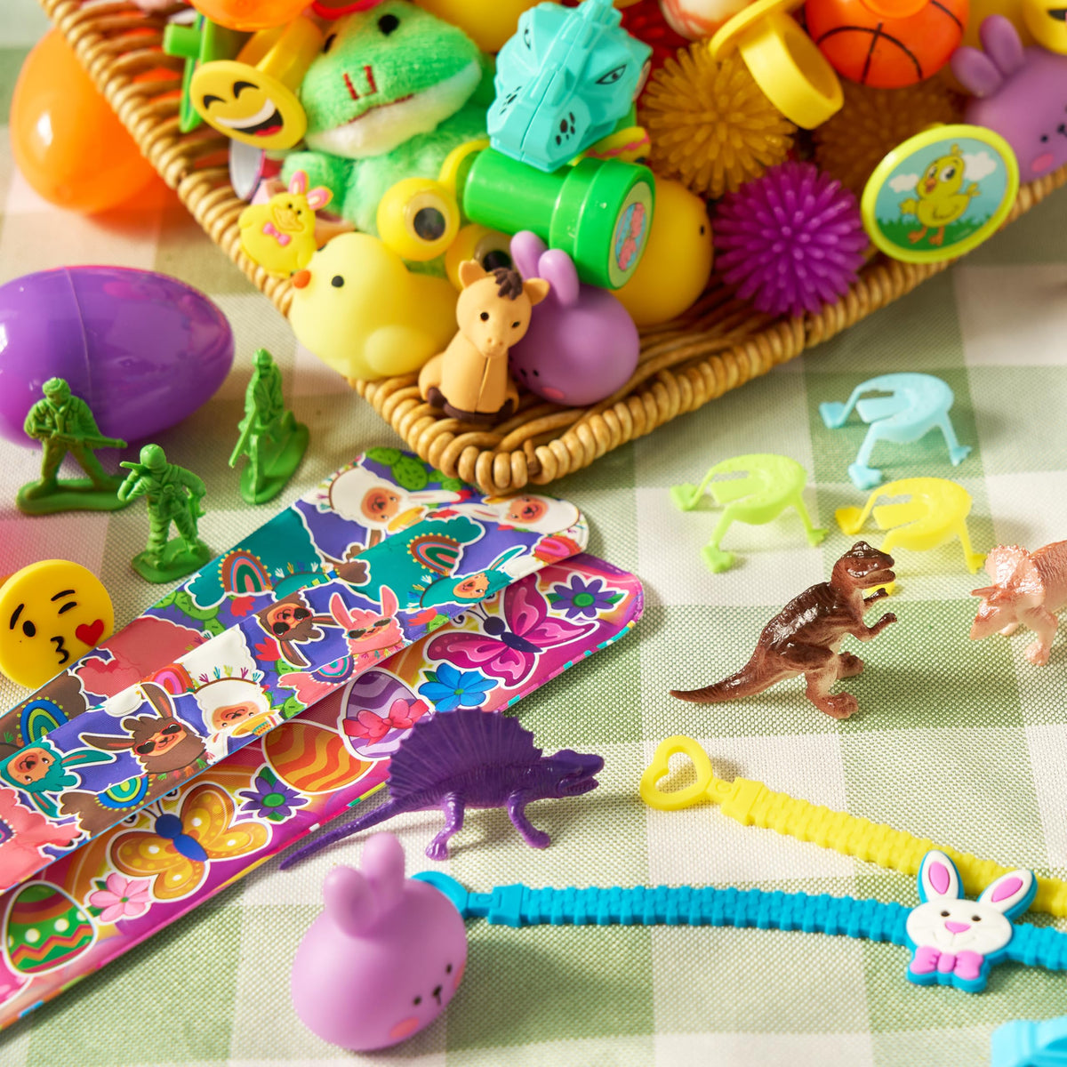200 Pcs Prefilled Easter Eggs with Toys & Stickers, Easter Party Favors for Kids
