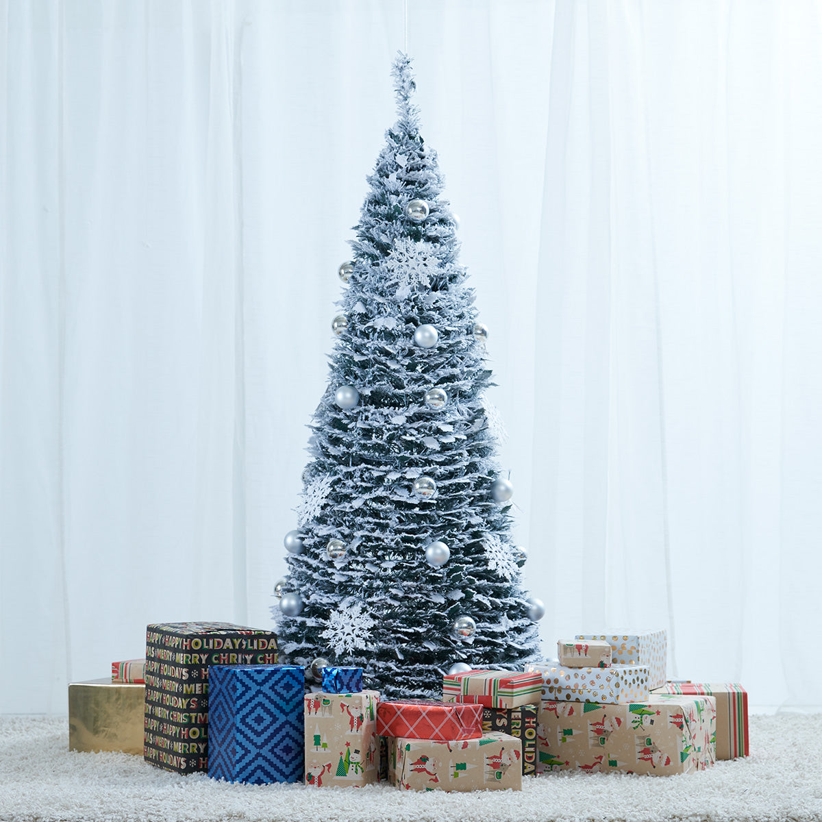 Pop-Up 6 Ft. White Flocked Christmas Tree