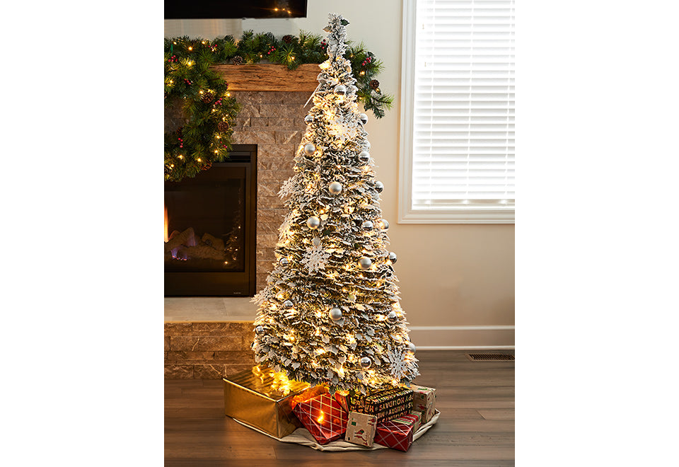 Pop-Up 6 Ft. White Flocked Christmas Tree