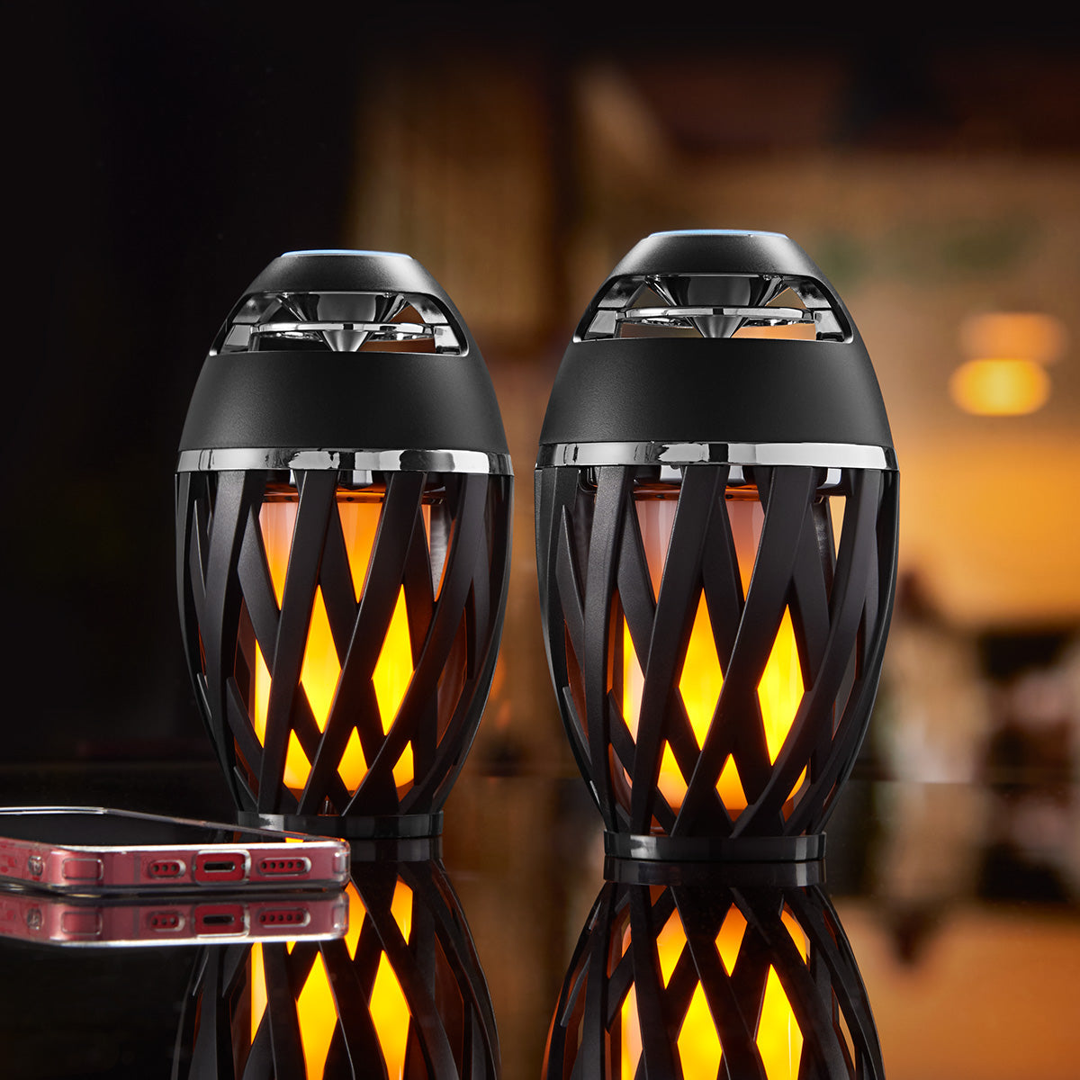 Tiki Torch Outdoor Bluetooth Speakers by Sharper Image (Set of 2)
