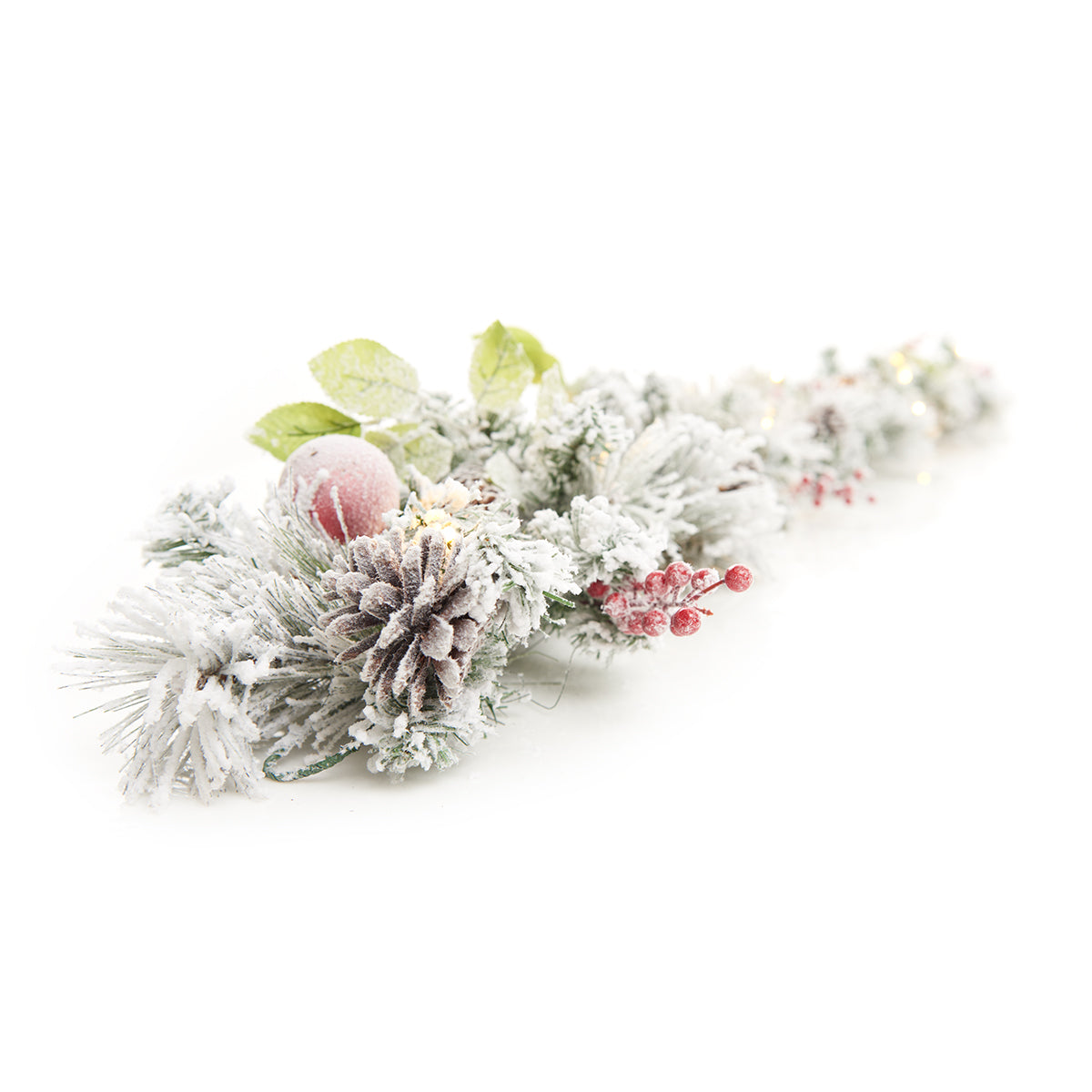 White Flocked 9-Ft. Cordless Pre-Lit Indoor/Outdoor Garland
