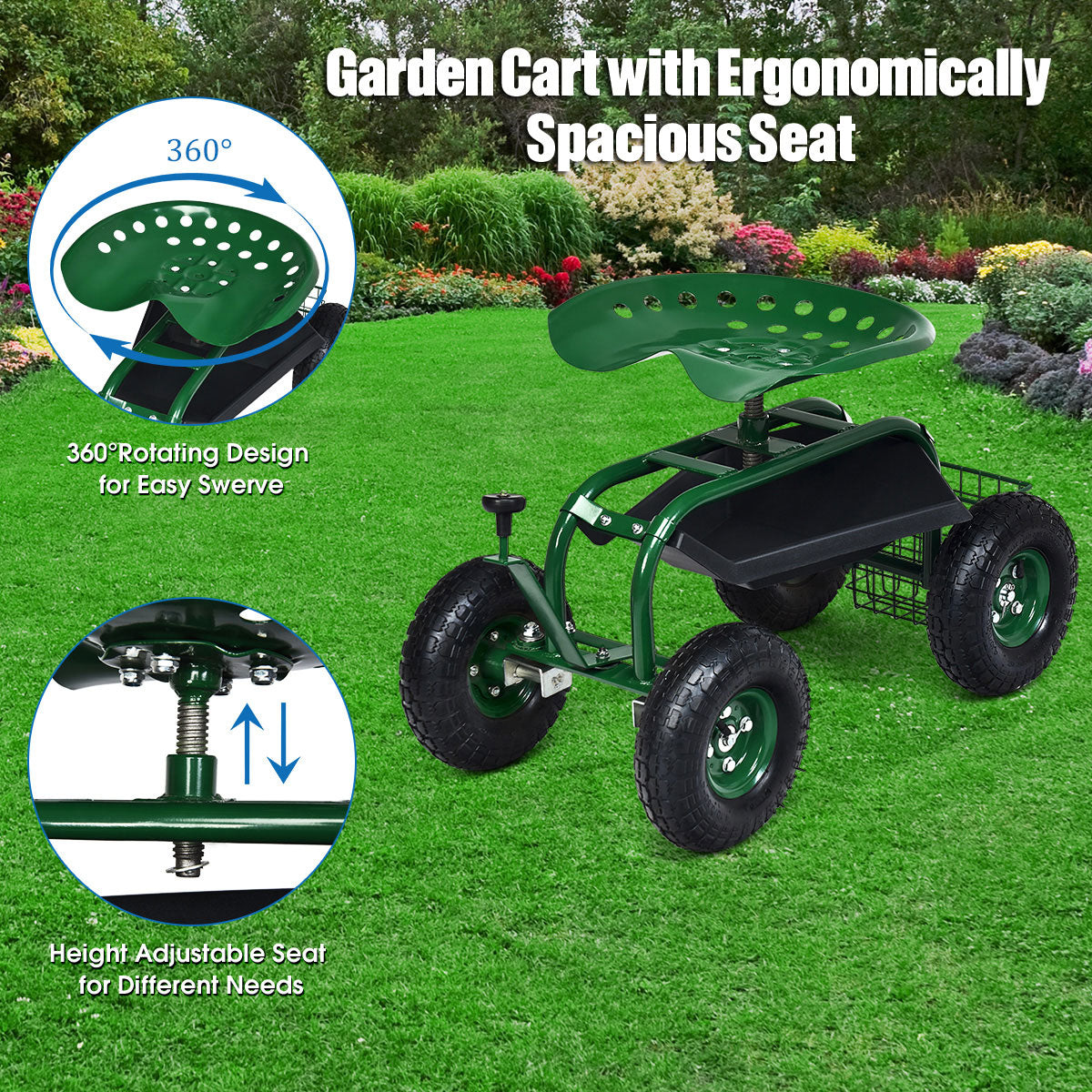 Heavy Duty Rolling Garden Seat