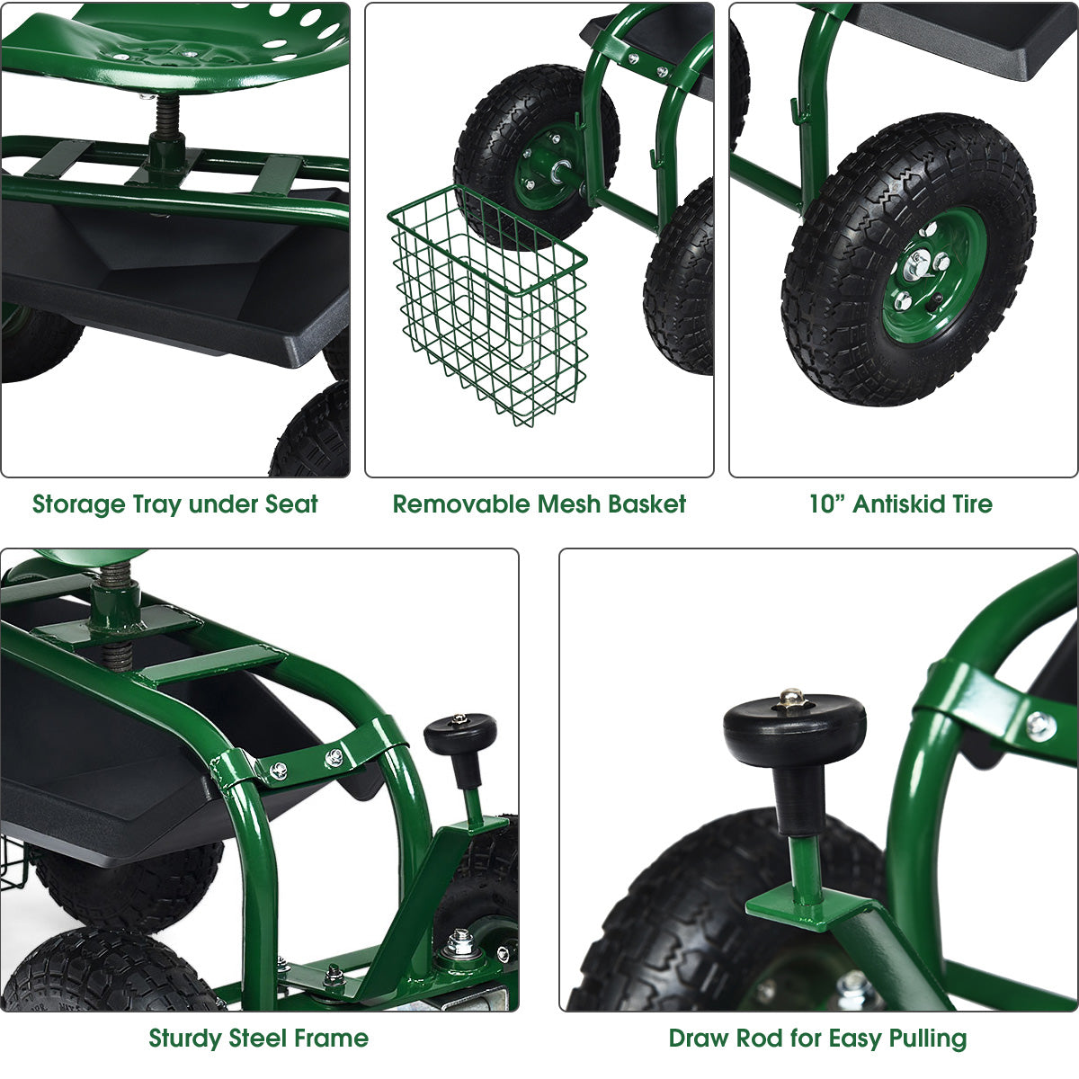 Heavy Duty Rolling Garden Seat