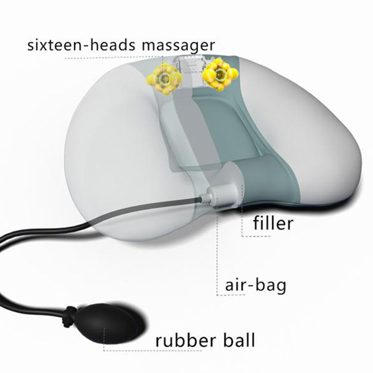 Height Adjusting Massage Pillow with Heat