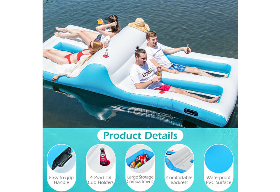 Floating 4 Person Inflatable Lounge Raft