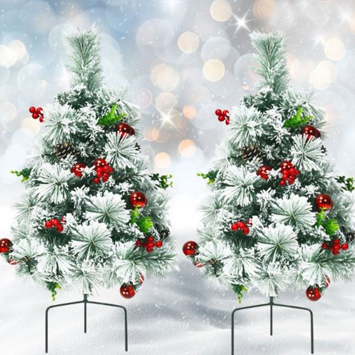 2-Ft. Cordless Pre-Lit Walkway Trees (Set of 2)