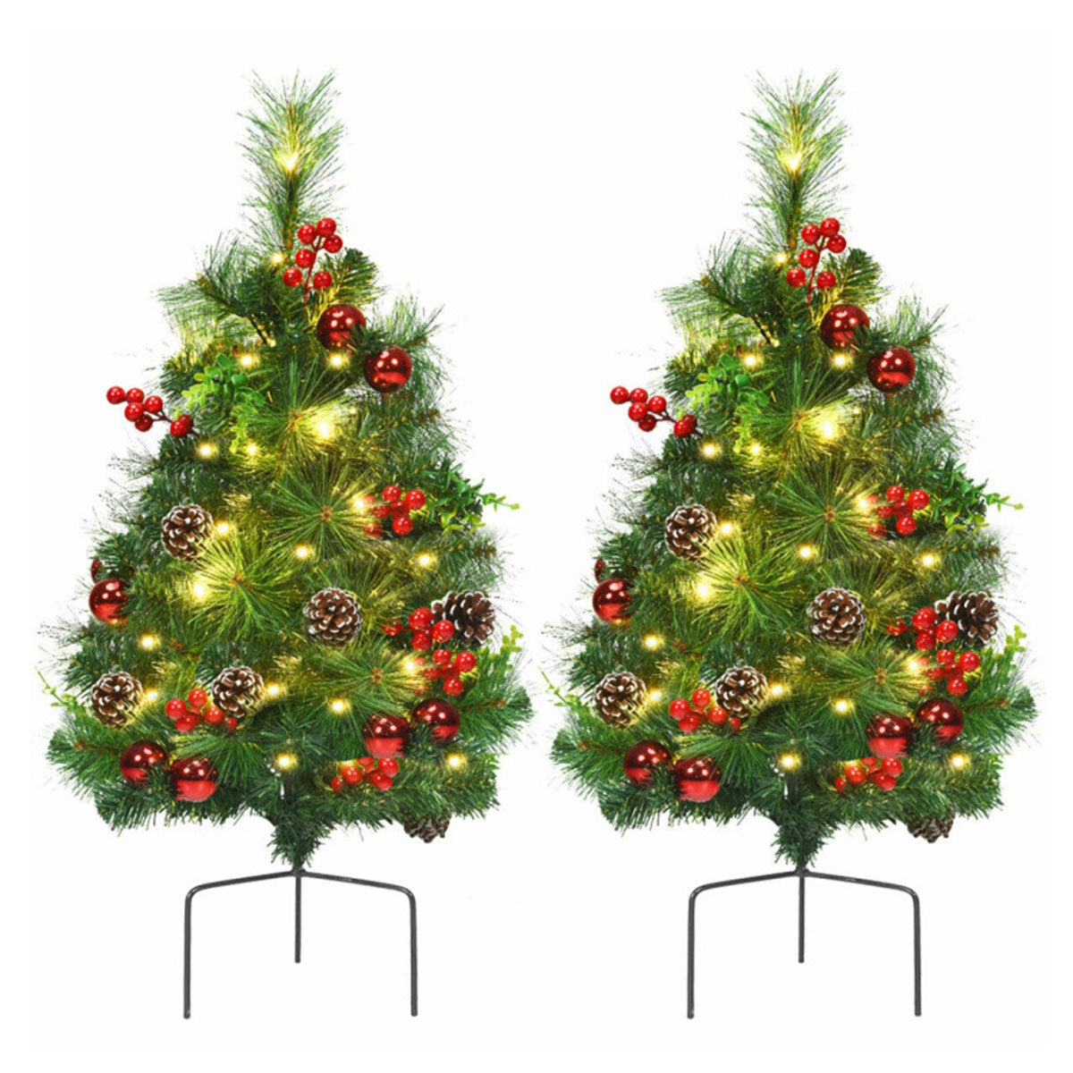 2-Ft. Cordless Pre-Lit Walkway Trees (Set of 2)
