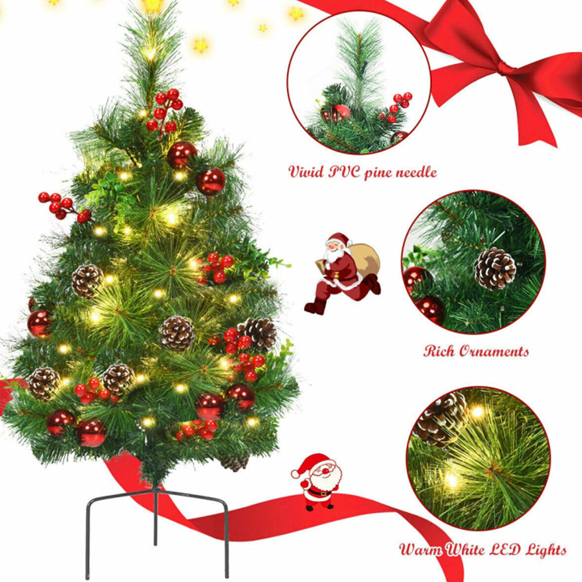 2-Ft. Cordless Pre-Lit Walkway Trees (Set of 2)