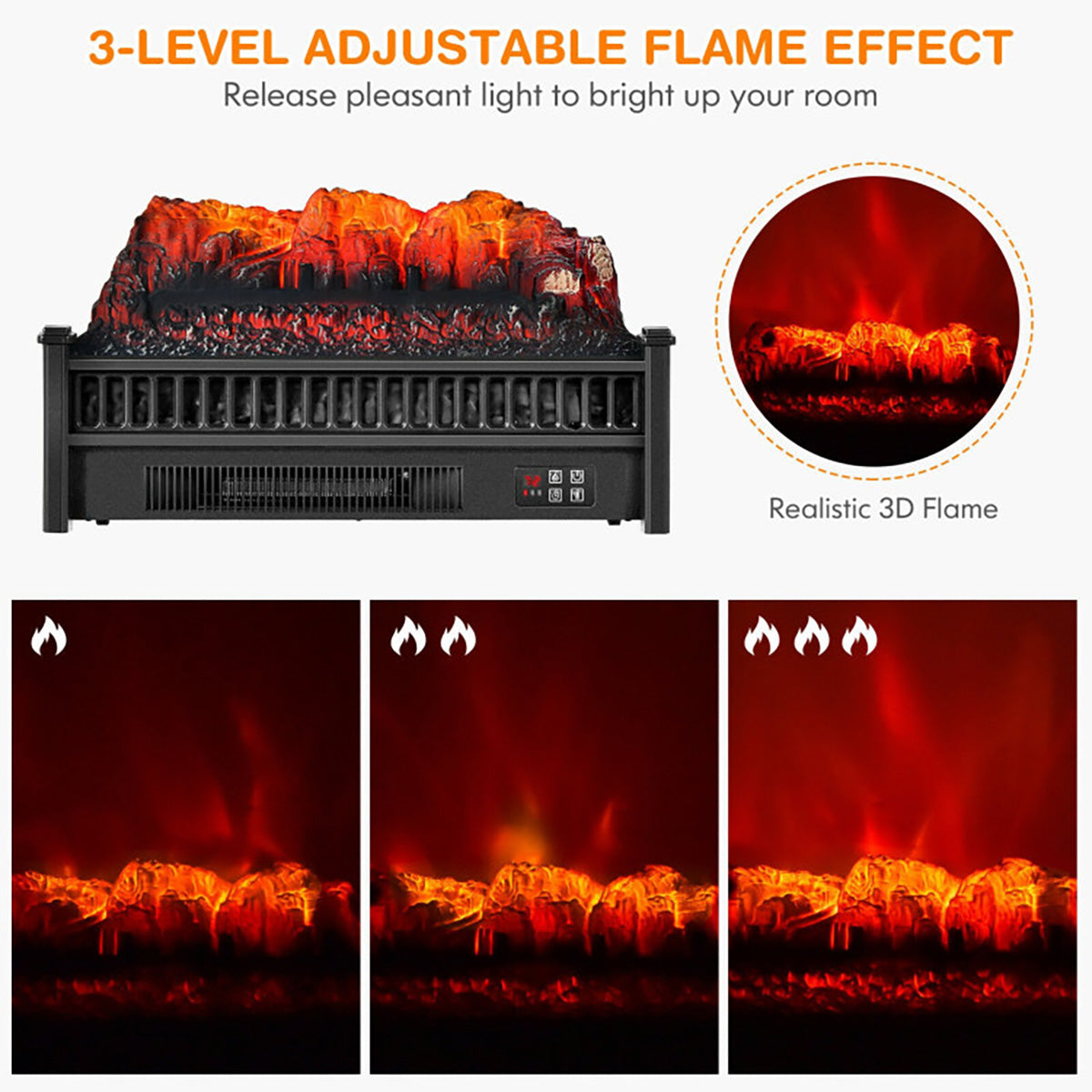 Electric Fireplace Log Set Heater