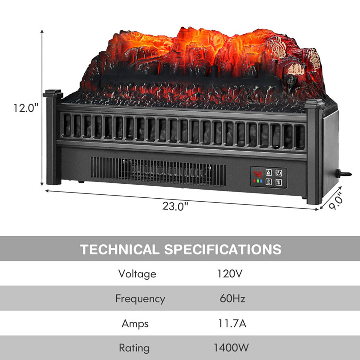 Electric Fireplace Log Set Heater