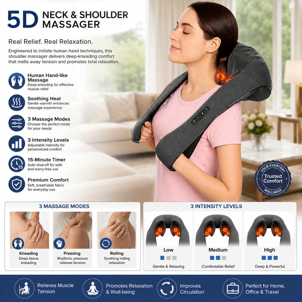 5D Neck and Shoulder Massager with Heat