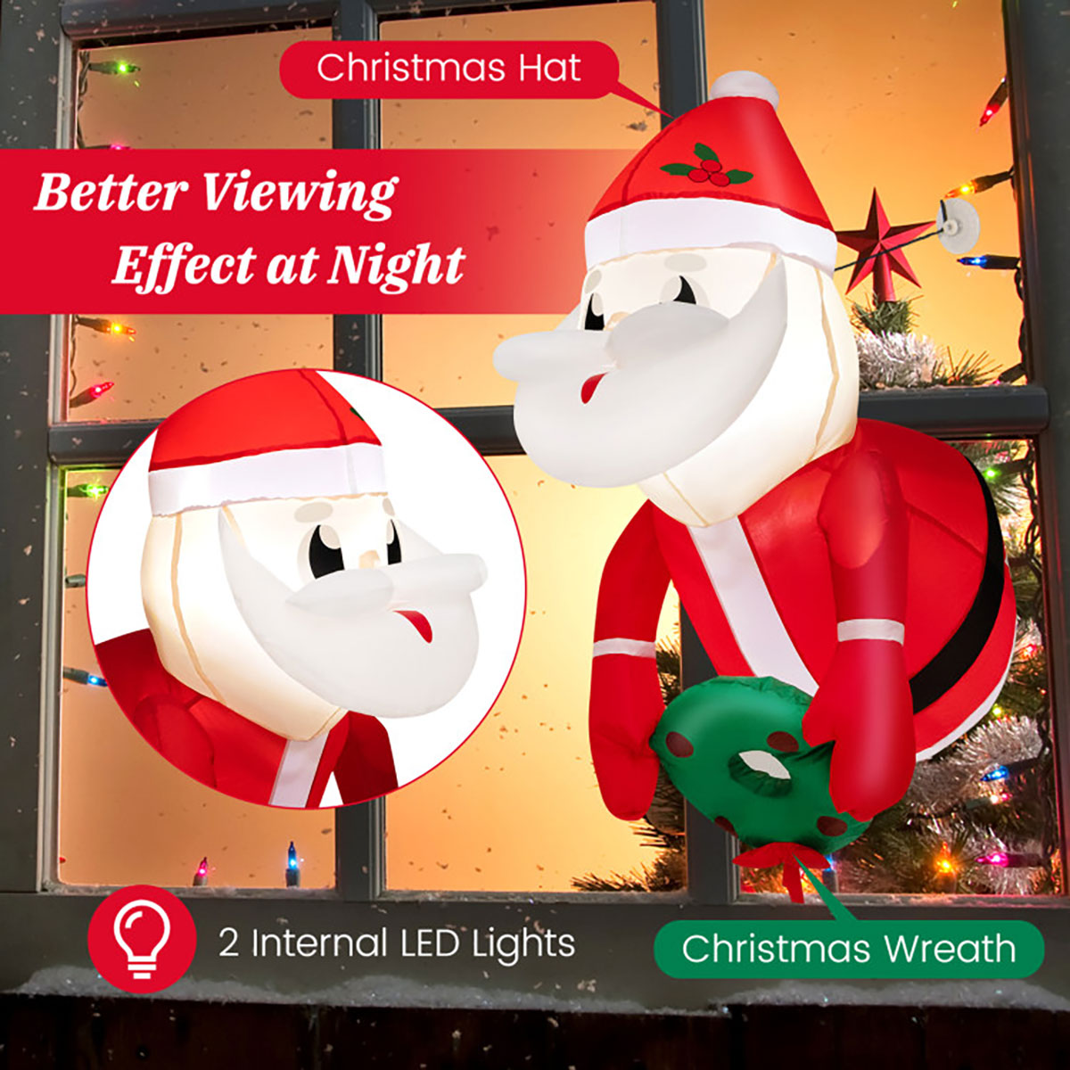3-Ft. Inflatable Santa Claus with Suction Cups
