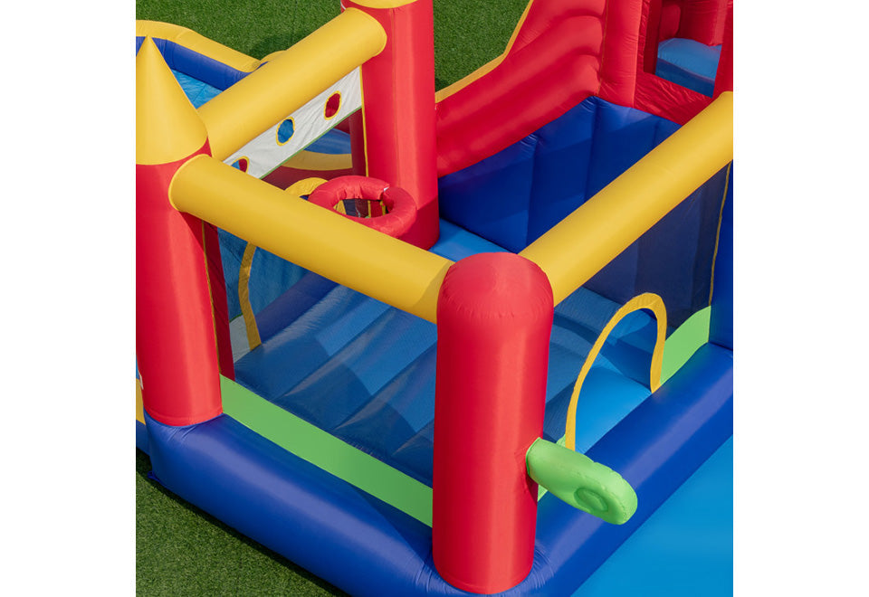 9-in-1 Inflatable Bounce Castle with Water Slide and Splash Pool