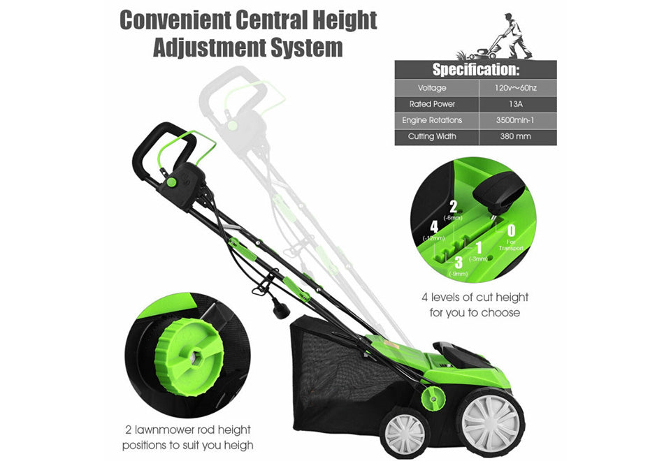 15'' Corded Electric Lawn Dethatcher