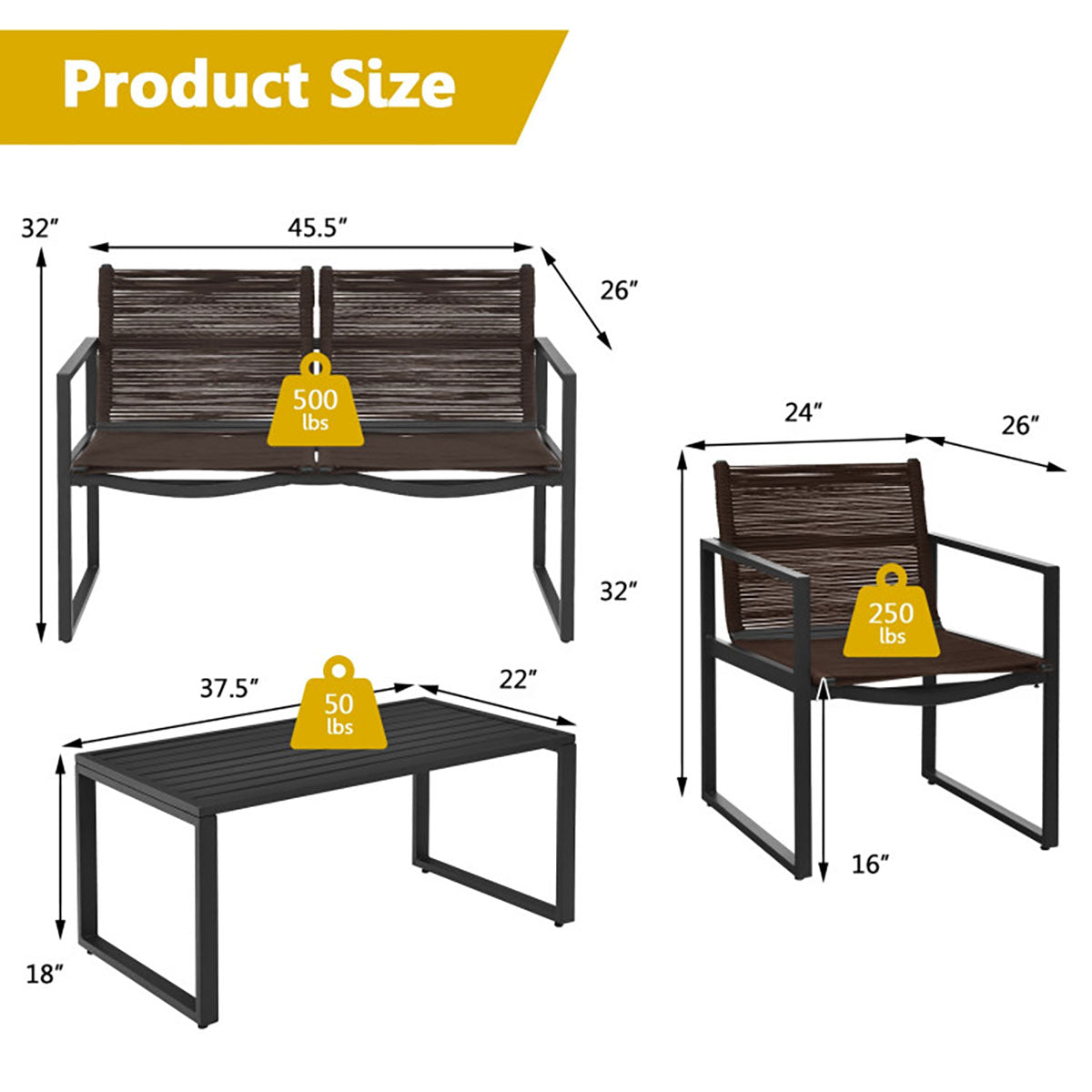 4-Piece Patio Set with Loveseat