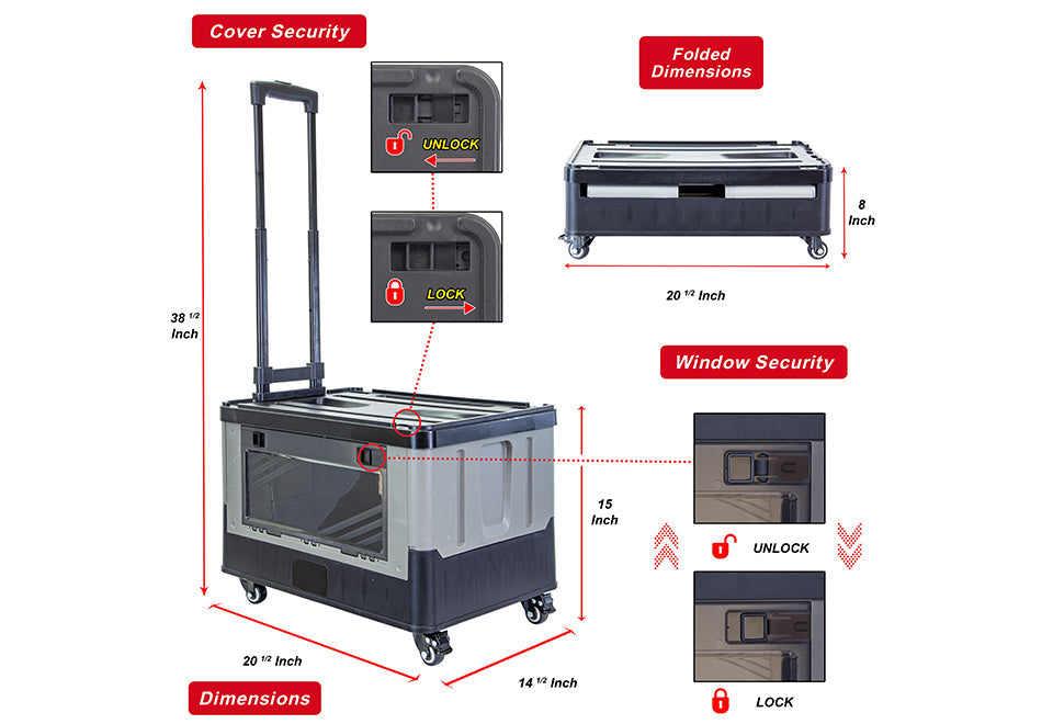 Quick Cart Extended Four Wheeled Rolling Crate
