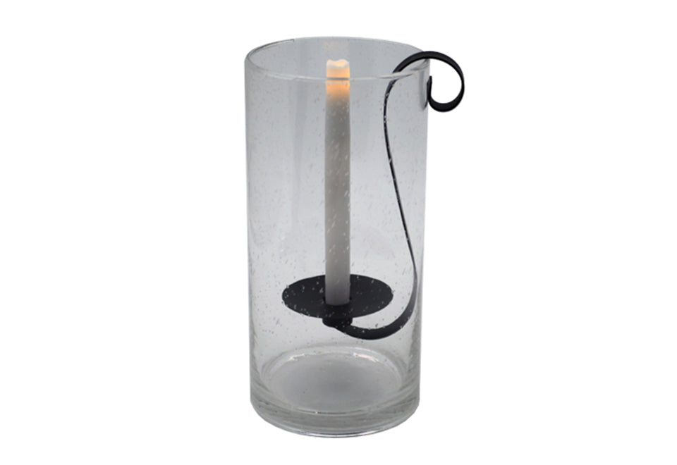 Rustic Hurricane with Flameless Wax Taper Candle