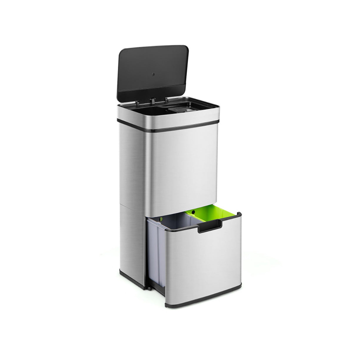 19 Gallon Quad Compartment Touchless Motion Sensor Trash Can