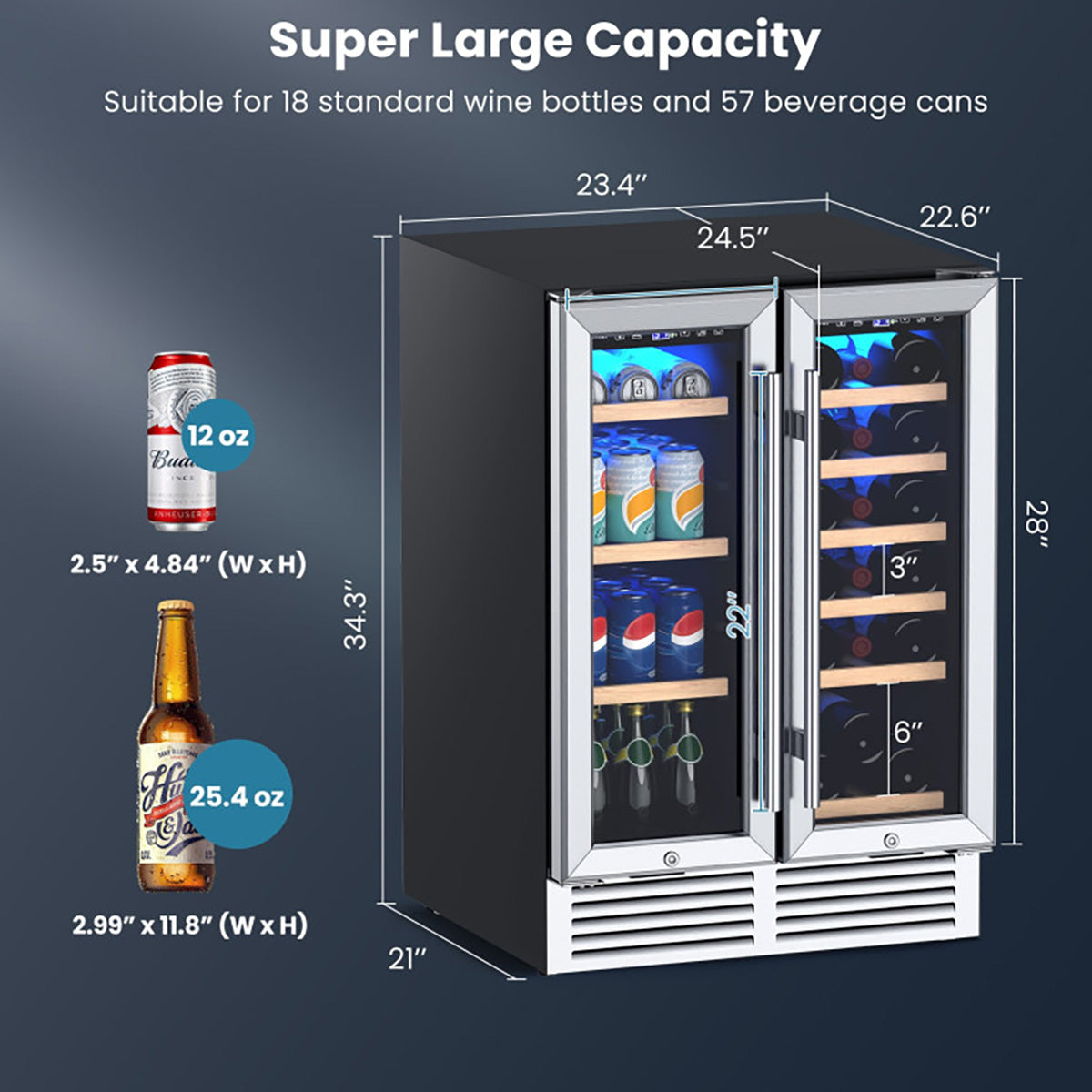 24'' Dual Zone Wine and Beverage Cooler