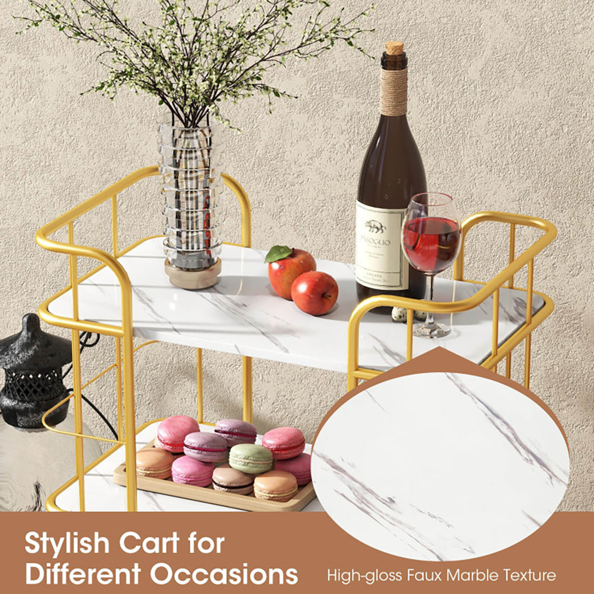3-Tier Metal Storage Serving Cart Trolley