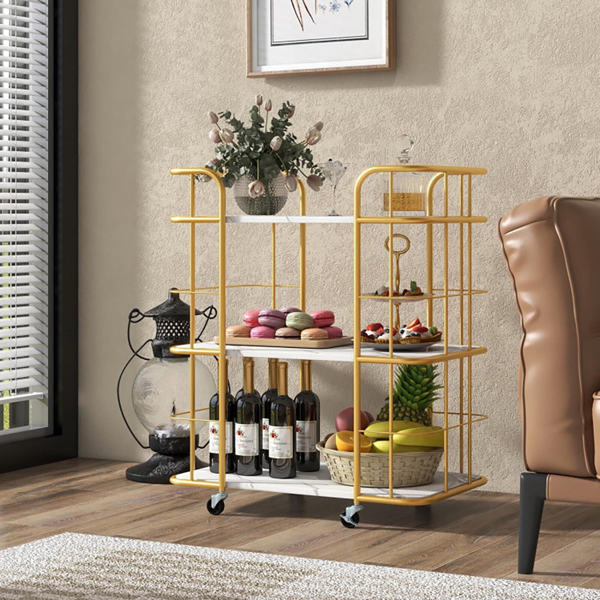 3-Tier Metal Storage Serving Cart Trolley