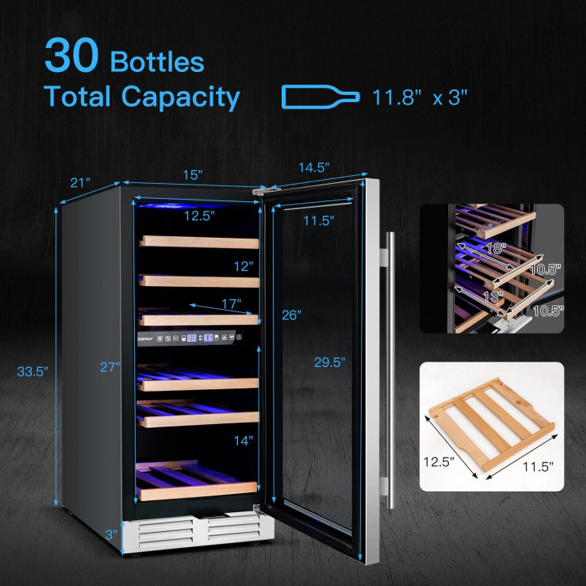 30-Bottle Dual Zone Freestanding Wine Cooler