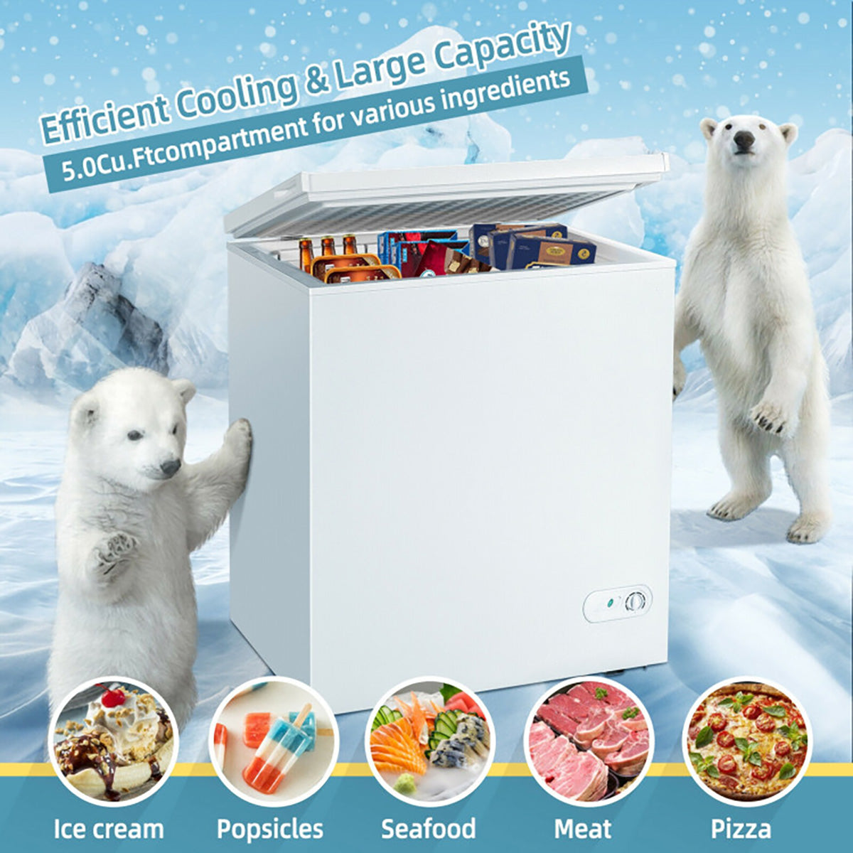 5 Cu. Ft. Chest Freezer with 3 Removable Storage Baskets