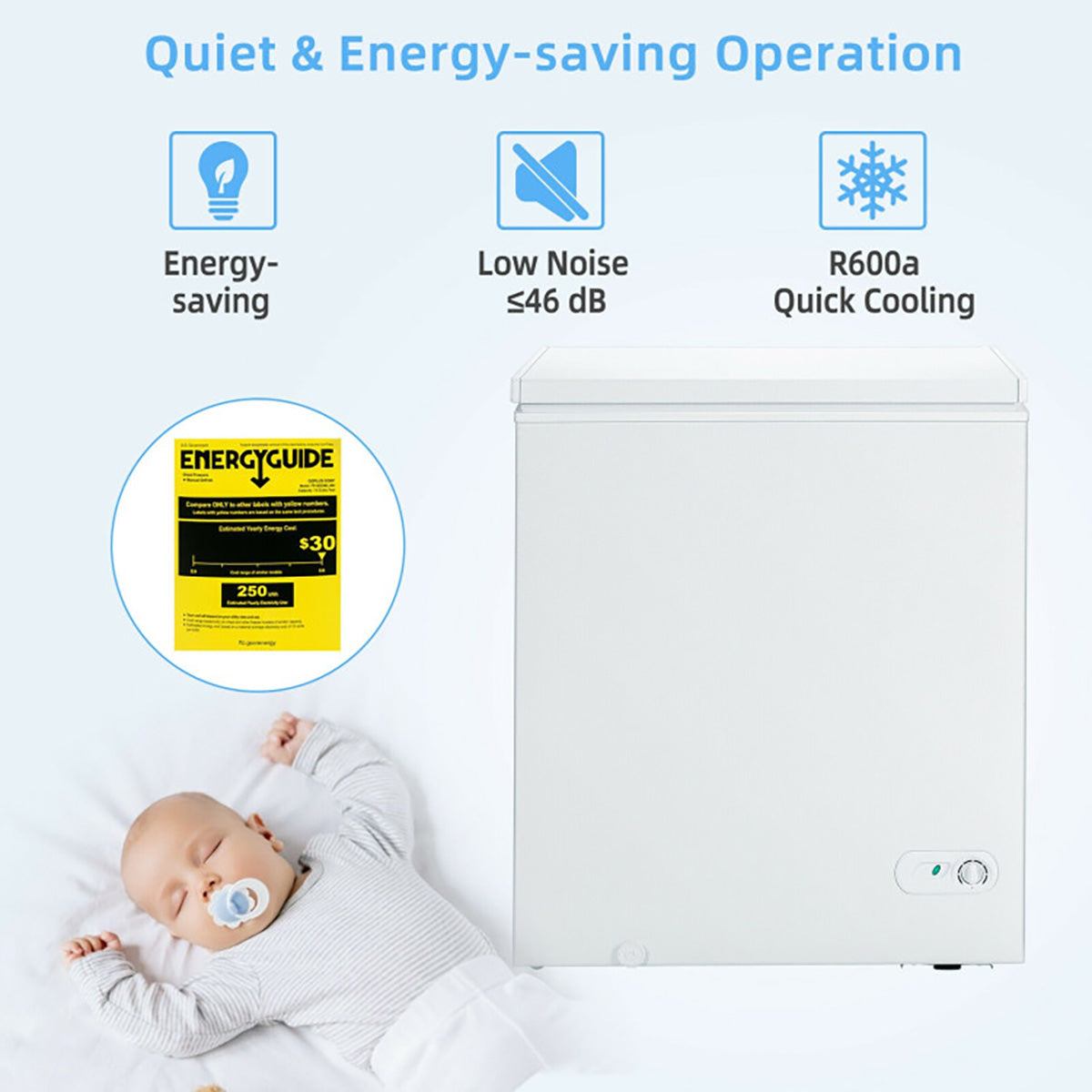 5 Cu. Ft. Chest Freezer with 3 Removable Storage Baskets