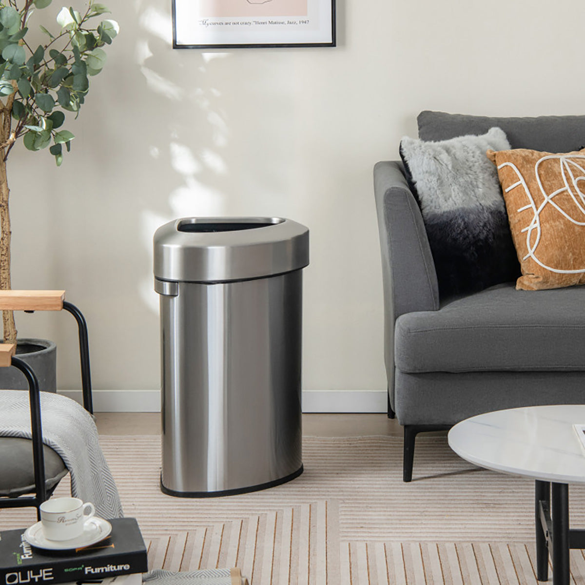 60L Stainless Steel Corner Trash Bin