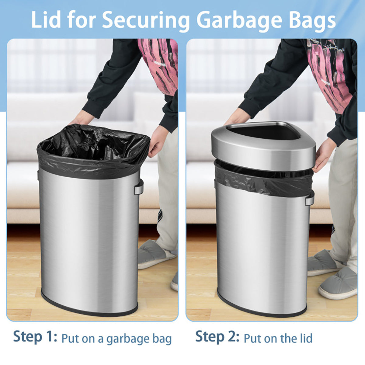 60L Stainless Steel Corner Trash Bin