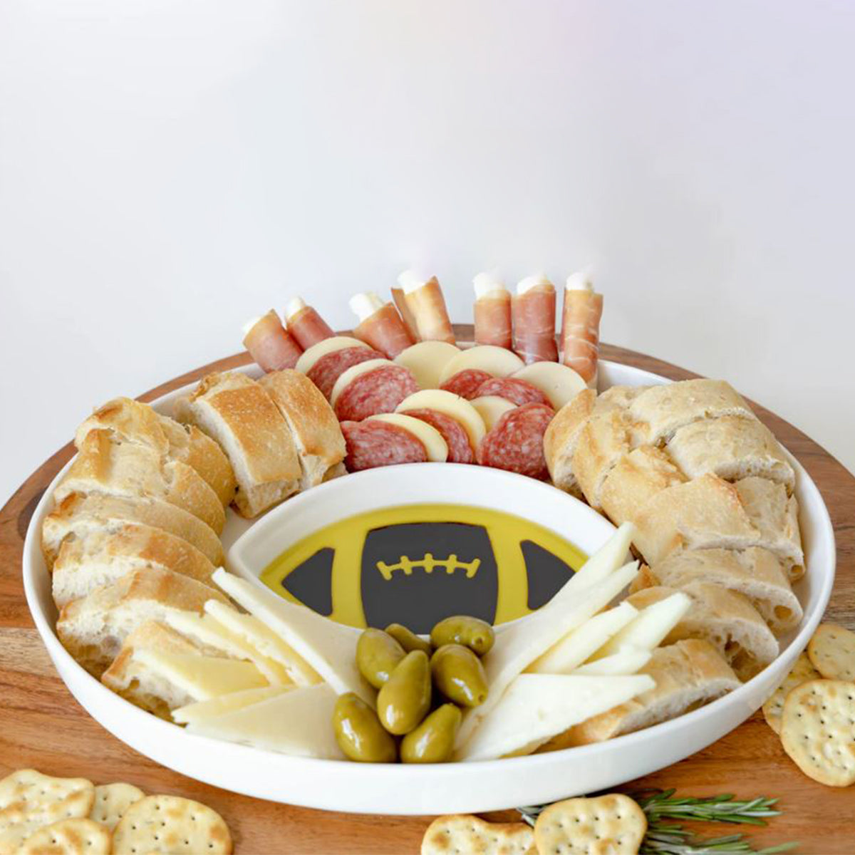 Football Olive Oil and Vinegar Dipping Platter