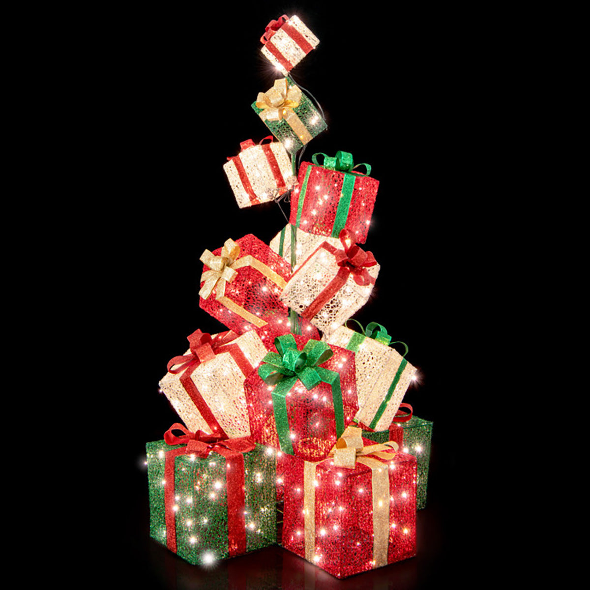 5.6' Pre-Lit Stacked Christmas Gift Box Tower