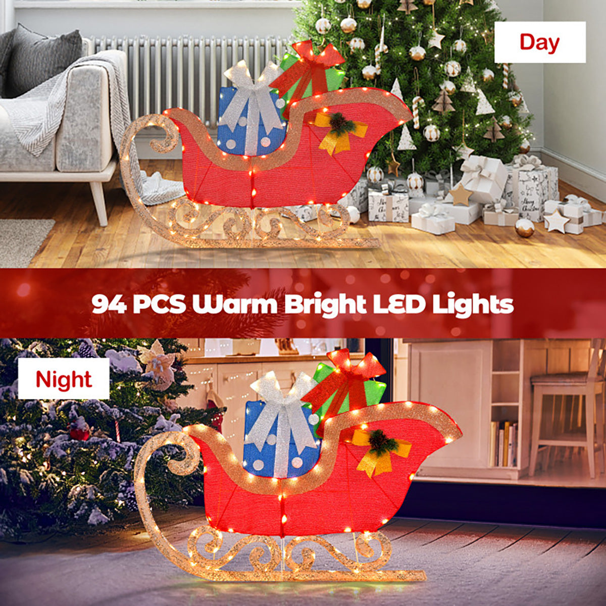 4' Pre-Lit Christmas Sleigh Decoration