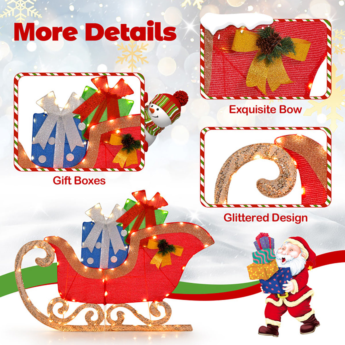 4' Pre-Lit Christmas Sleigh Decoration