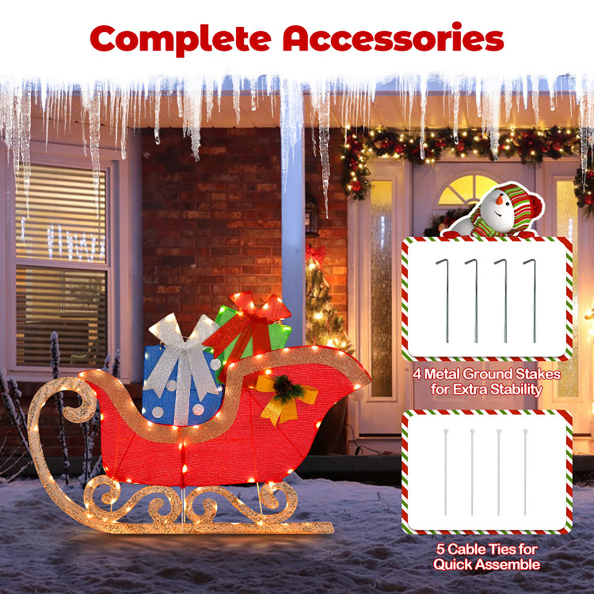 4' Pre-Lit Christmas Sleigh Decoration