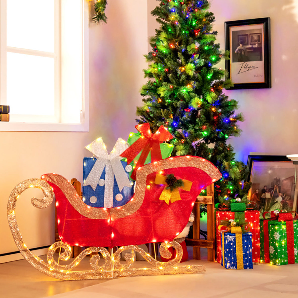 4' Pre-Lit Christmas Sleigh Decoration