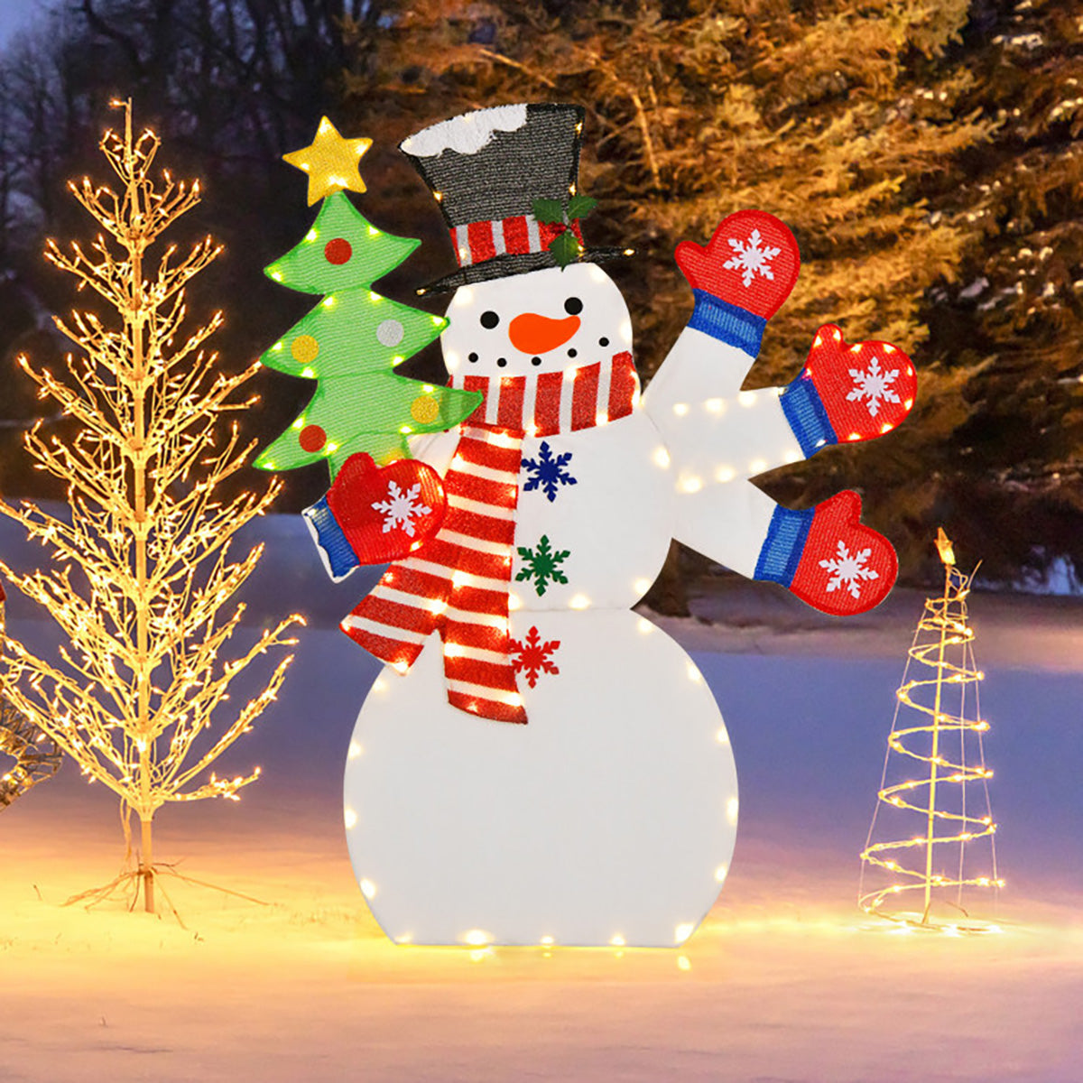 4' Pre-Lit Snowman Decoration with Waving Hand