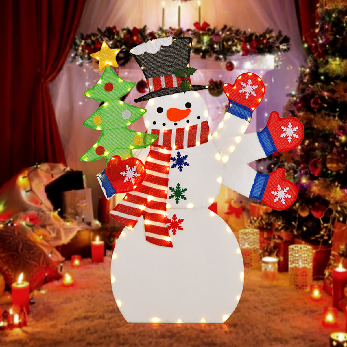 4' Pre-Lit Snowman Decoration with Waving Hand
