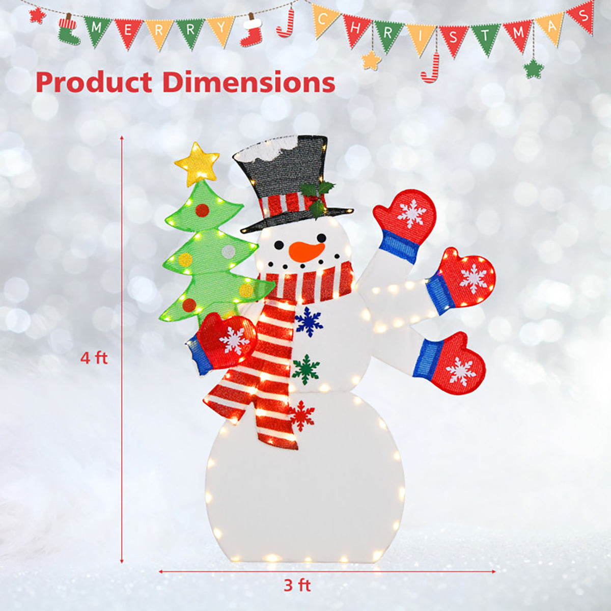 4' Pre-Lit Snowman Decoration with Waving Hand